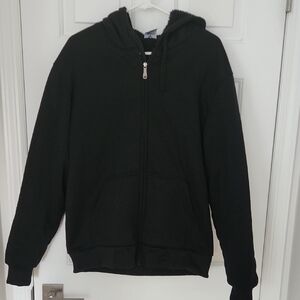 Black Zip-Up Lined Hoodie